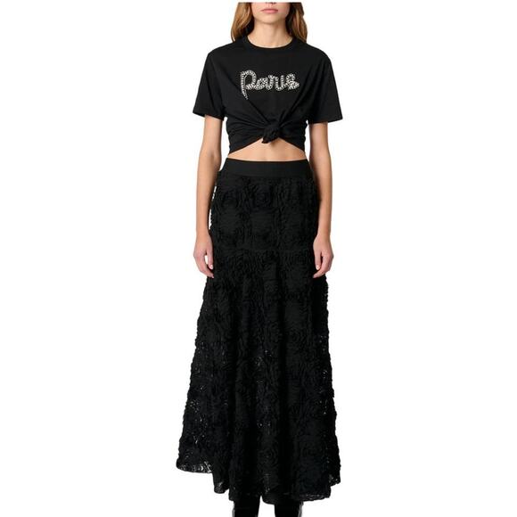 Everleigh High Waisted Tiered Layered Maxi Skirt Black Womens Size 6 NWT - Picture 1 of 6
